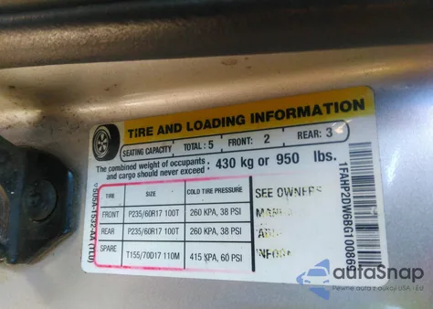 2011 Ford Taurus Se из США, поврежденный, VIN 1FAHP2DW6BG100869